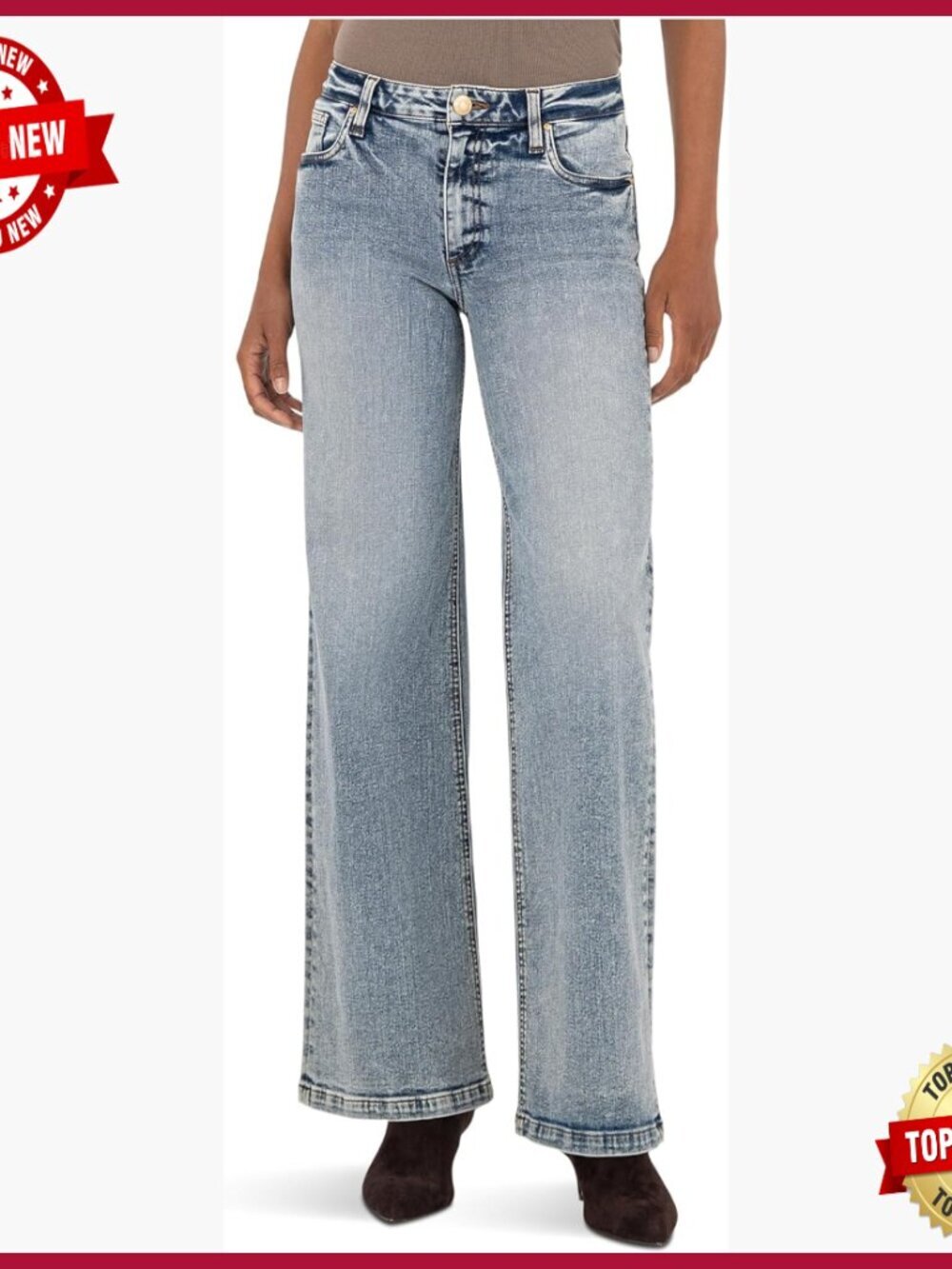 High-Rise Straight Leg Jeans, Relaxed Fit, 5 Pockets, Cotton Blend